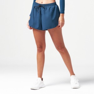 OEM engros polyester spandex snøring midje løpe gym shorts for kvinner
