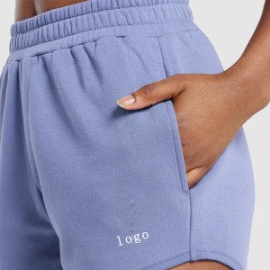 Groothandel elastische taille 60% katoen 40% polyester Custom Workout Sweat Shorts voor dames