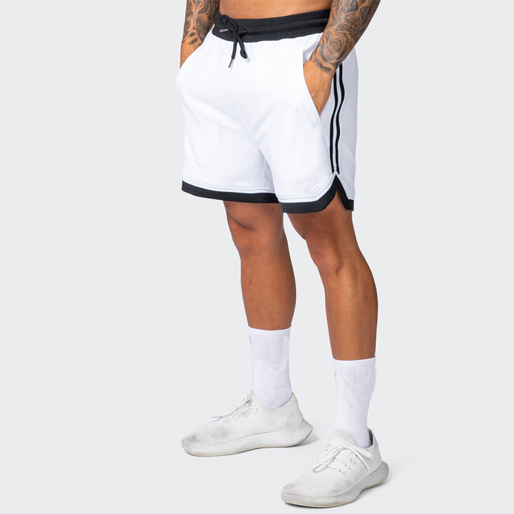 Košarkarske kratke hlače po meri iz 100% poliestrske mreže, moške kratke hlače za telovadnico Predstavljena slika