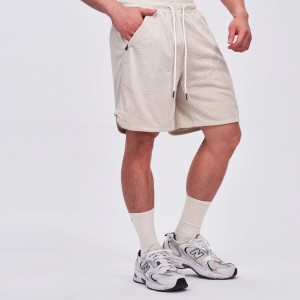 Košarkarske kratke hlače iz mrežastega blaga z vrvico do pasu, moške športne kratke hlače iz poliestra
