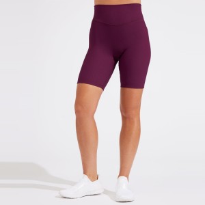 Custom Four Way Stretch Geen Voornaad Dames Hoge Taille Geribbelde Yoga Biker Shorts