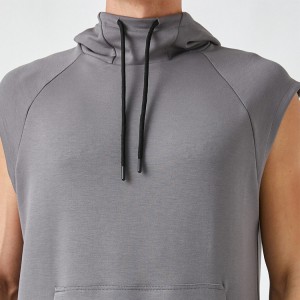 Wholesale Custom Logo Men Workout Plain Pullover Blank Hoodies Sleeveless
