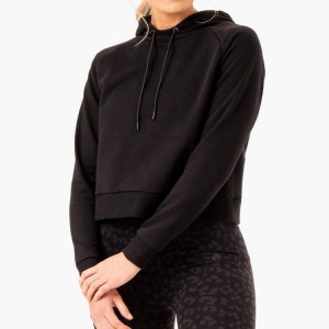 Toppsäljande Gym Active Custom Workout Mjuk bomull Vanlig Crop Blank hoodie för kvinnor