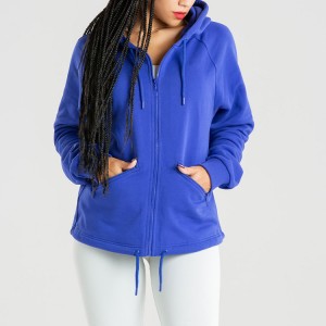 OEM Heavyweight Cotton Embroidery Logo Blank Essential Full Zip Up Hoodies For Women