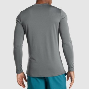 အရည်အသွေးမြင့် အပြေးလေ့ကျင့်ခန်း အမျိုးသားများအတွက် ပေါ့ပါးကြံ့ခိုင်သော Polyester အားကစားလက်ရှည် တီရှပ်များ