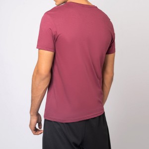 Camisetas de alta qualidade 95% algodão 5% elastano lisas com decote em V para treino com logotipo personalizado