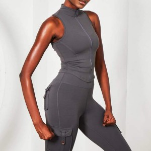 Bester Verkauf individuelles Logo Damen Fitness Plain Full Zip Up Blank Gym Tank Tops