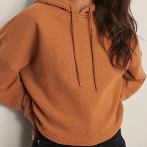 rarawe French Terry 100%Cotton Plain Oversized Crop Pullover Hoodies For Women