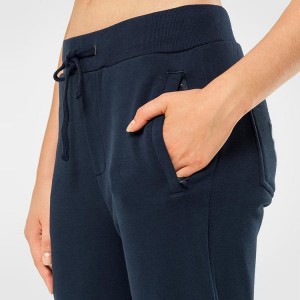 Corredores de encargo de los pantalones de chándal del algodón del entrenamiento de la cintura del lazo de la etiqueta privada para las mujeres
