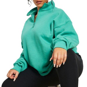 Fleece binnenkant 75% katoen 25% polyester aangepaste halve rits vrouwen oversized workout sweatshirts