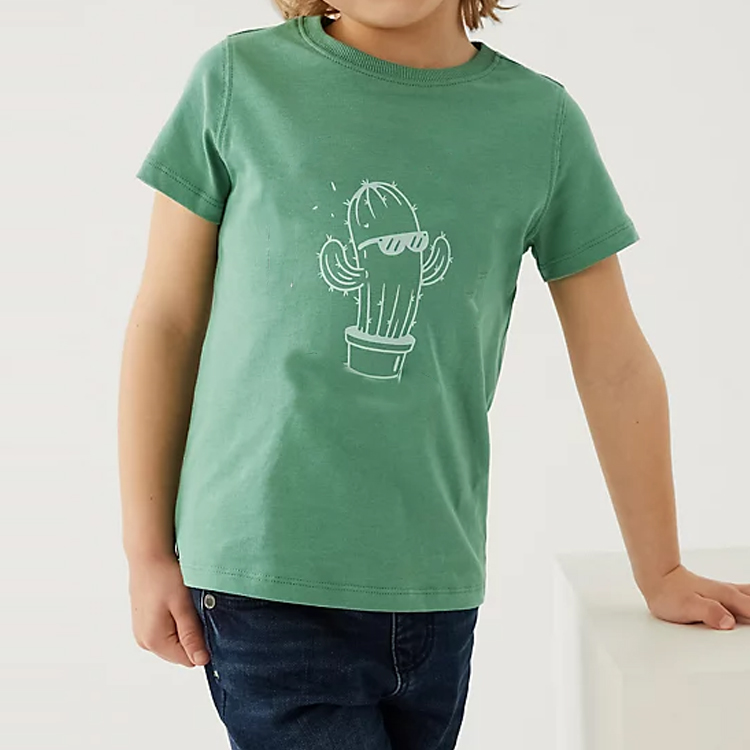 Dječja grafička majica s fabričkom cijenom od mekanog pamuka za dječake kratkih rukava Istaknuta slika