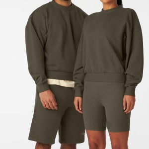 Куртаҳои махсуси логотипи оддӣ 100% пахтагини қафаси холии Unisex пуловери барои занон ва мардон