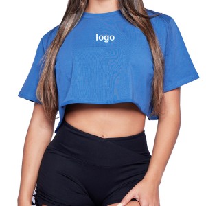 Crop T-shirts Højkvalitets bomuld almindelige kvinder trænings-T-shirts
