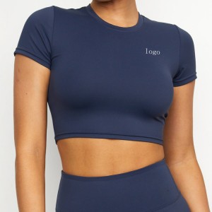 주문 로고는 여자를 위한 빠른 건조한 보통 간결 소매 작물 정상 체육관 t-셔츠