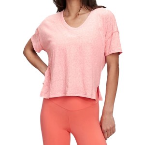Engros Plain Loose Fit Custom Printing V Neck Crop Top Yoga Gym T-skjorter for kvinner