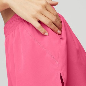 Lättvikts 100 % polyester elastisk midja anpassad logotyp Women Running Gym Athletic Shorts