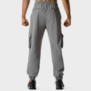 Pantaloni da jogging in nylon per uomo in cintura à cordoncino à asciugatura rapida à l'ingrossu cù tasca di carica