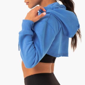 Kundenspezifische Großhandelsmode-Fitness-Art-Damen-einfache Ernte-Trainings-Pullover-Frauen-leere Hoodies