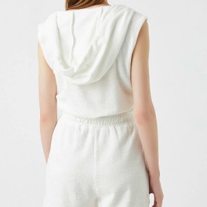 New Arrivals Wholesale Embroidery Logo Women Blank Sleeveless Crop Top Hoodies