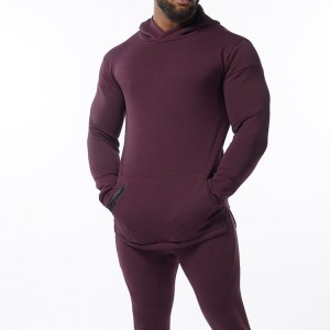 Engros Custom Solid Color Athletic Slim Fit Gym Vanlige hettegensere gensere for menn
