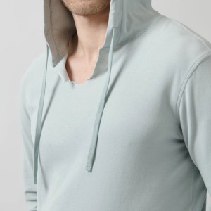 Best Sell Wholesale Custom Raw Neck Pullover di Allenamento Pullover Plain Hoodies For Men