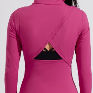 Engros Back Hollow Out Custom Slim Fit Full Zipper Workout Gym jakke for kvinner