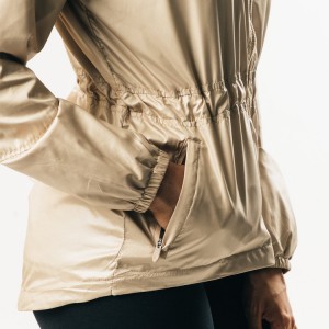 Custom 100% Polyester entheng Windproof Women Olahraga Full Zipper Jaket Windbreaker