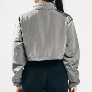 Weight Weight Custom 100% Polyester Quarter Zipper Crop Pullover Windbreaker Jacket For Women