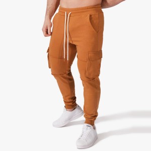 Wholesale Customized Drawstring Waits Tapered Fit Joggers Men Cargo Pocket Sweatpants