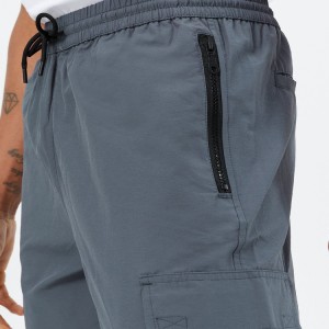 New Trendy 100% Polyester Cyfleustodau Zipper Cargo Poced Ymlaciedig Ffit Men Track Joggers Pants