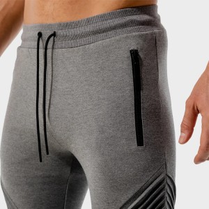 Nouvo Design Statement Ribbed Slim Fit Zipper Pòch Joggers Gason Custom Athletic Sweat Pantalon