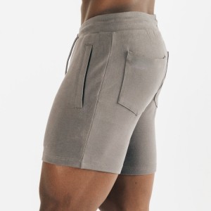 Héich Qualitéit Franséisch Terry Cotton Drawstring Taille Männer Slim Fit Workout Sweat Shorts mat Taschen