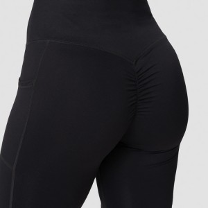 Custom Gym Fitness Workout Hoge taille Scrunch Pocket Biker Yoga Shorts voor dames