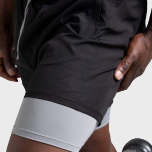 Preço de fábrica Shorts de academia masculinos de secagem rápida personalizados 2 em 1 para treino de corrida