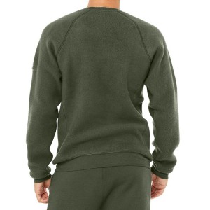 Grosir Fleece Front Pocket Polos Pullover Crewneck Sweatshirt Logo Kustom Untuk Pria
