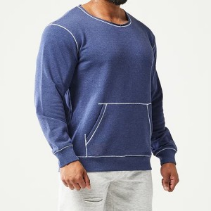Grousshandel Kontrast Stitching Crew Neck Jumper Benotzerdefinéiert Männer Plain Gym Sweatshirts
