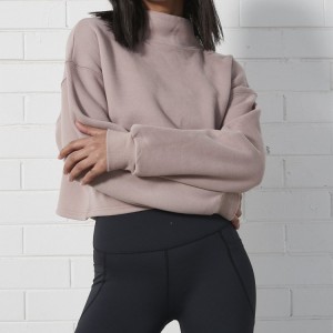 Active Gym Wear Custom Printet Blank Jumper Tragthals Plain Crop Fleece Sweatshirt Til Kvinder