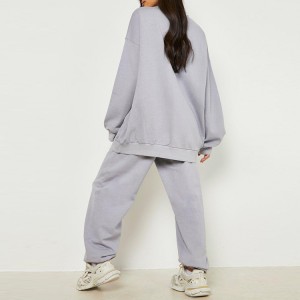 Pinakamabentang 80%Cotton 20%Polyester Crew Neck Track Suit Custom Logo Women Sweatsuits
