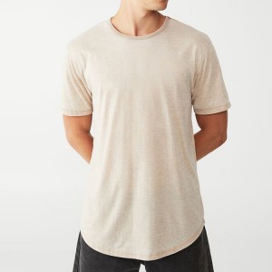 Летняя мужчынская футболка OEM з круглым выразам і таннай цаной з чыстым падолам для трэніровак у трэнажорнай зале