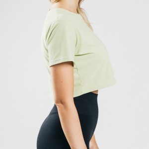 महिलाहरूको लागि उच्च गुणस्तरको सफ्ट कपास छोटो बाहुला खाली क्रप प्लेन टी शर्ट कस्टम लोगो