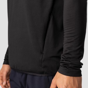 Grousshandel Polyester Spandex Benotzerdefinéiert Long Sleeve Fitness Workout 1/4 Zipper Männer Gym T Shirts