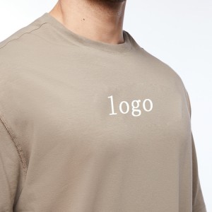 Groothandel Drop Shoulder 100% Cotton Oversized Heren Effen T-shirts Custom Printing