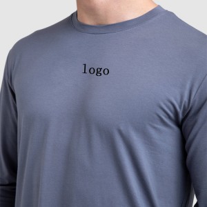 ຄຸນະພາບສູງ Custom Plain Polyester Long Sleeve Tops Men Gym Sports T Shirts