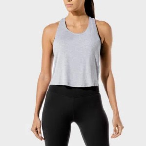 Χονδρική Περιτύλιξη Ανοιχτή Πλάτη Προσαρμοσμένη εκτύπωση Crop Gym Fitness Blank Tank Top For Women