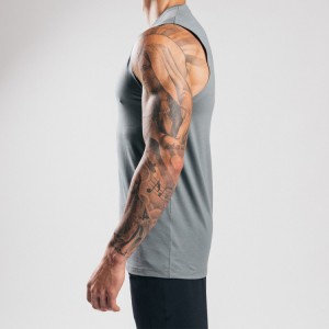 Wholesale Sweat Wicking Polyester Custom Muscle Fit Sports Gym Plain Tank Top Para sa Mga Lalaki