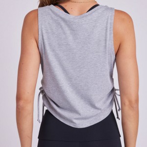 OEM Workout Soft Cotton Custom Logo Side Tie Plain Crop Yoga Ribbed Tank Tops For Women