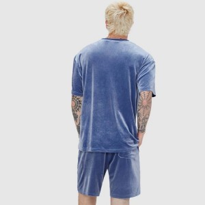 Factory Price Wholesale Polyester Spandex Custom Logo Velor Shorts Tracksuit Set Sportswear Sweatsuit For Men