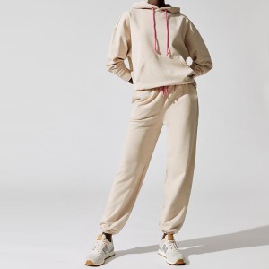 Vann cho yon-pilling koton Polyester Sweatsuit Customized Tracksuit Set pou fanm