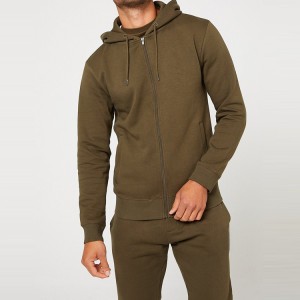 Venta al por mayor de algodón Slim Fit Full Zip Hoodies Sports Plain Track Suit Sets para hombres