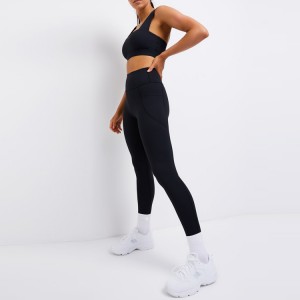 Conjunto de fitness de cintura alta design personalizado de alta qualidade conjunto de duas peças para ioga para mulheres